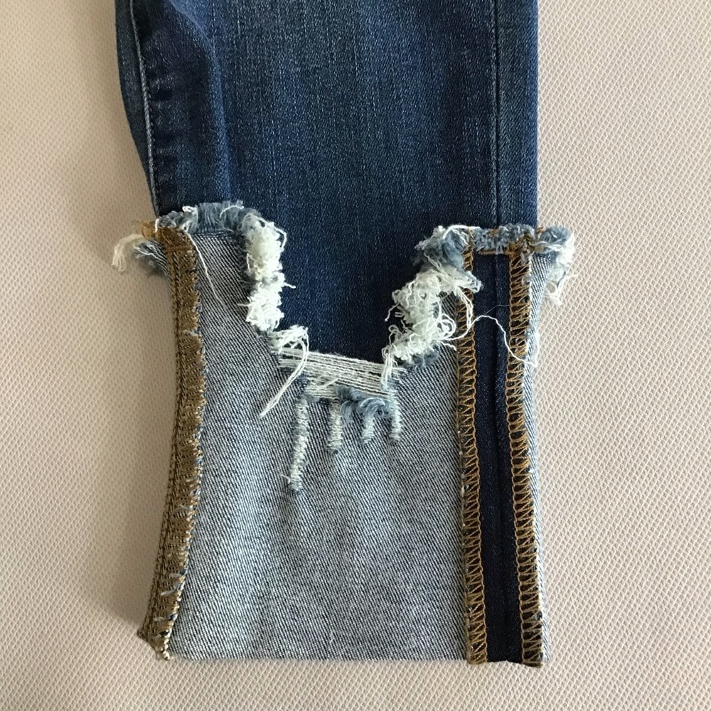Judy Blue Dark Wash Distressed Skinny Crop Jeans - Picture 5 of 11